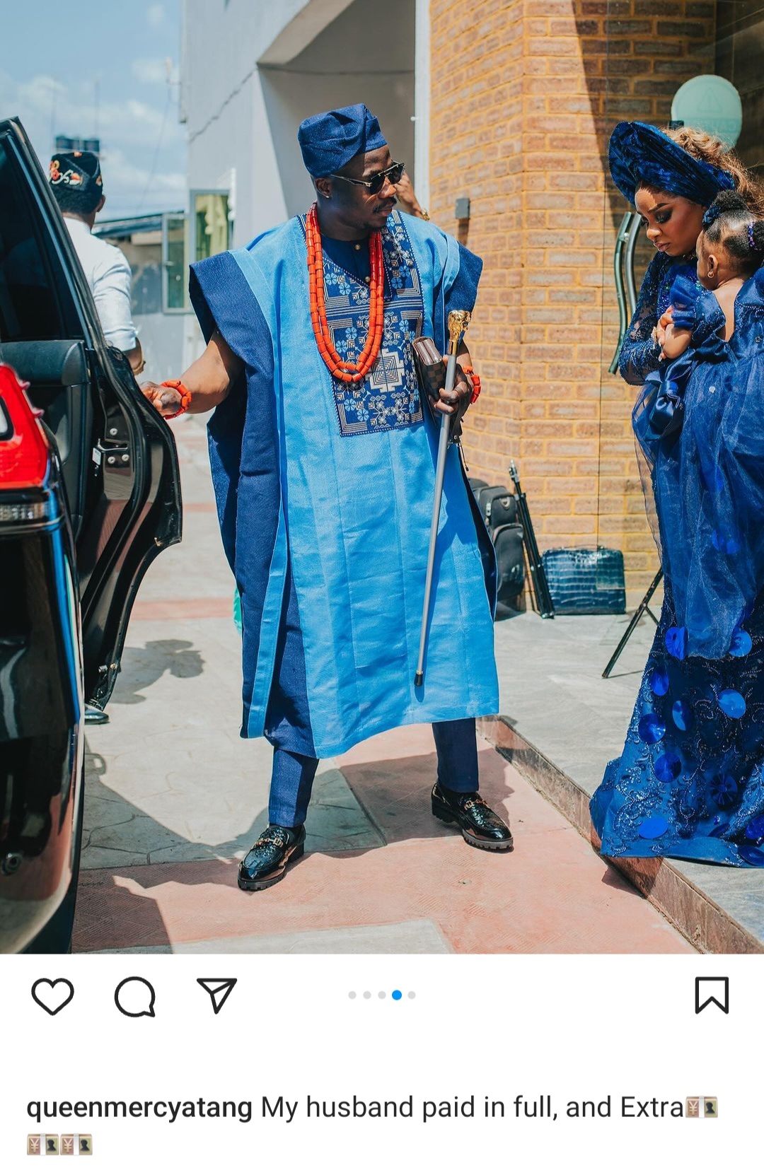 "My husband paid in full and extra" Reality star, Queen Mercy Atang says as she and her daughter go home with her husband (photos)